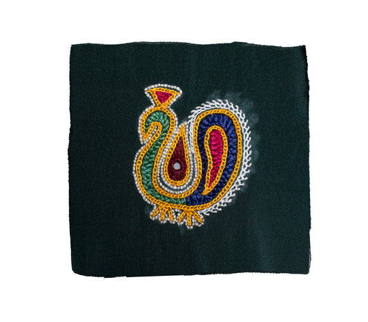 Ahir Work Cotton Hand Embroidered Mirror Work Handwork Patch - 4.5 cms Length - SKU : VA09913A
