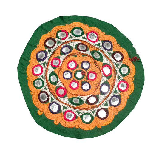 Ahir Work Cotton Hand Embroidered Fine Mirrorwork Handwork Patch - 18 cms Length - SKU : VA09915B