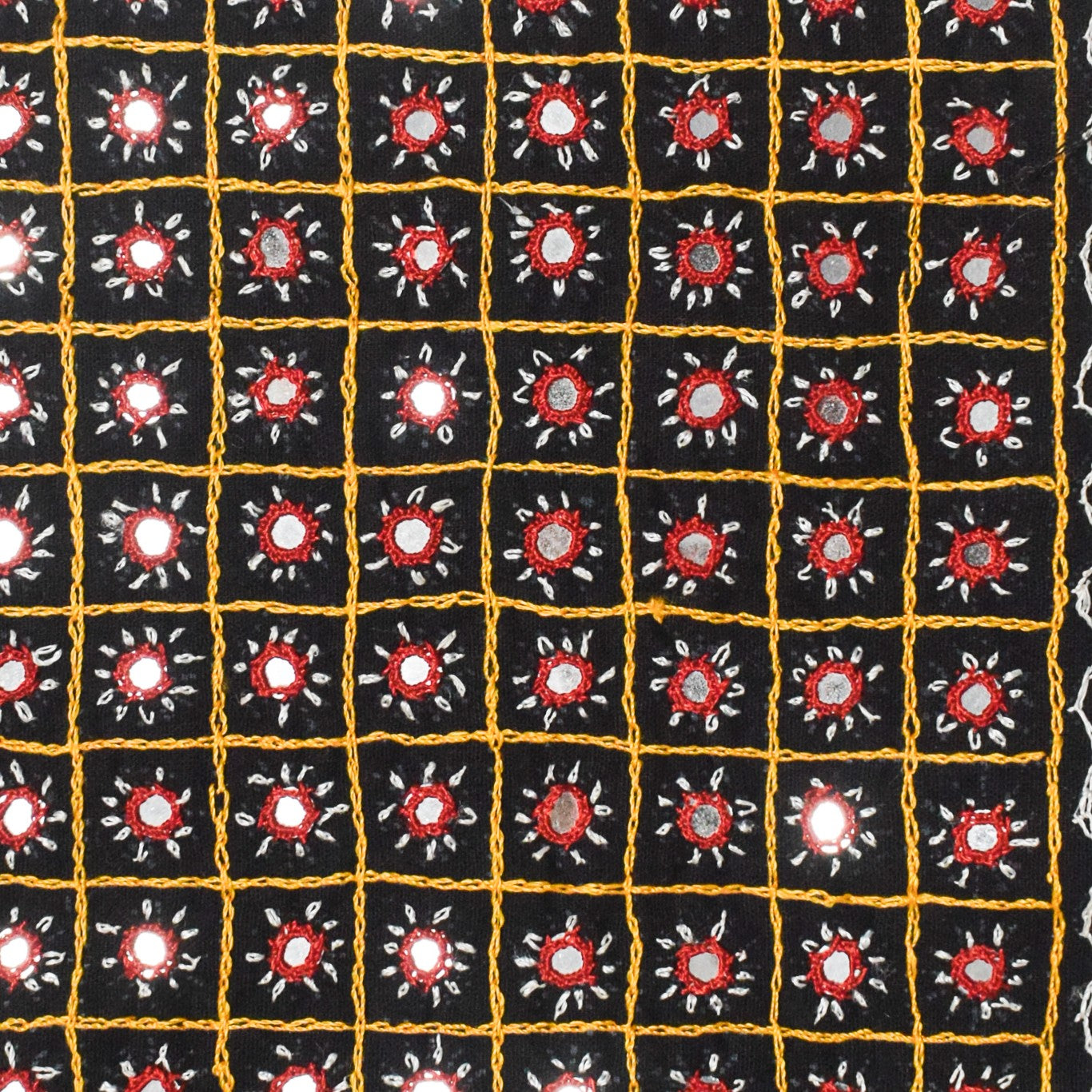 Mirror Work Cotton Hand Embroidered Handwork Patch - 24 cms Length - SKU : SH04302A