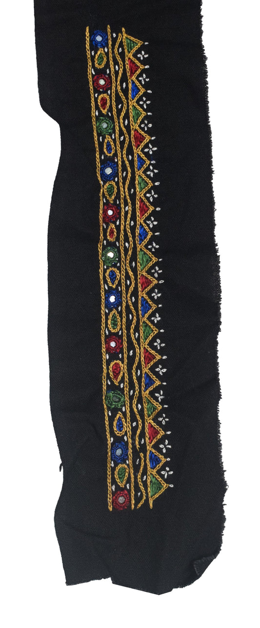 Mutva Work Cotton Hand Embroidered Fine Mirrorwork Handwork Patch - 21 cms Length - SKU : GG10926A