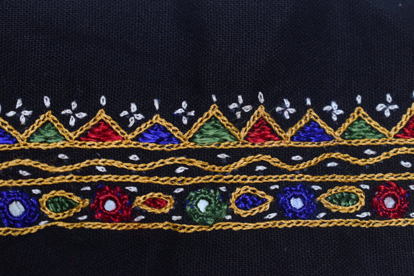 Mutva Work Cotton Hand Embroidered Fine Mirrorwork Handwork Patch - 21 cms Length - SKU : GG10926A