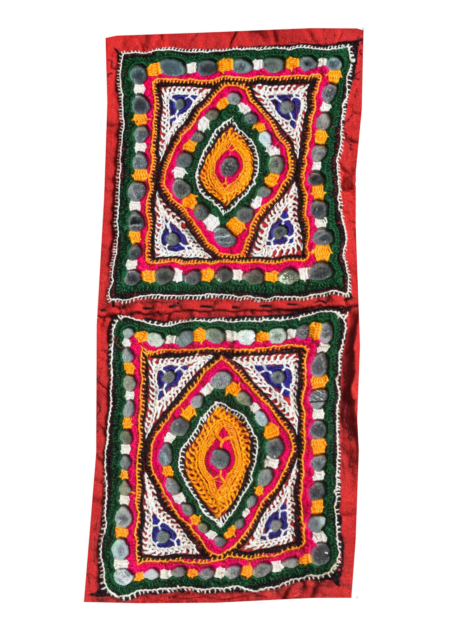 Hand Embroidery Cotton Fine Mirrorwork Handwork Patch - 30 cms Length - SKU : VS27803A