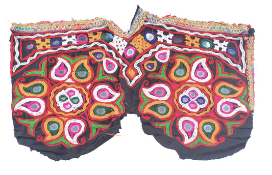 Ahir Work Cotton Hand Embroidered Mirror Work Handwork Patch - 27 cms Length - SKU : MD06902A
