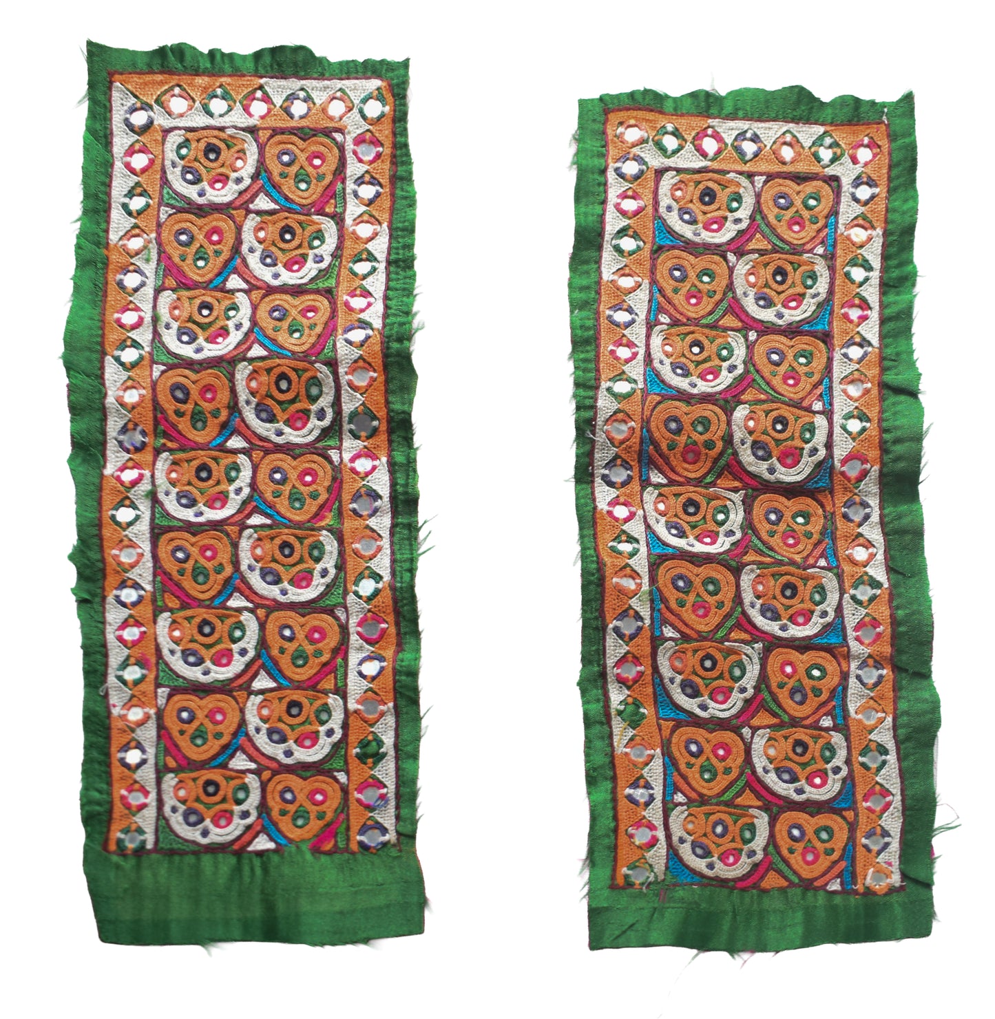 Ahir Work Silk Hand Embroidered Mirror Work Handwork Patch - 24 cms Length - SKU : VA19901E