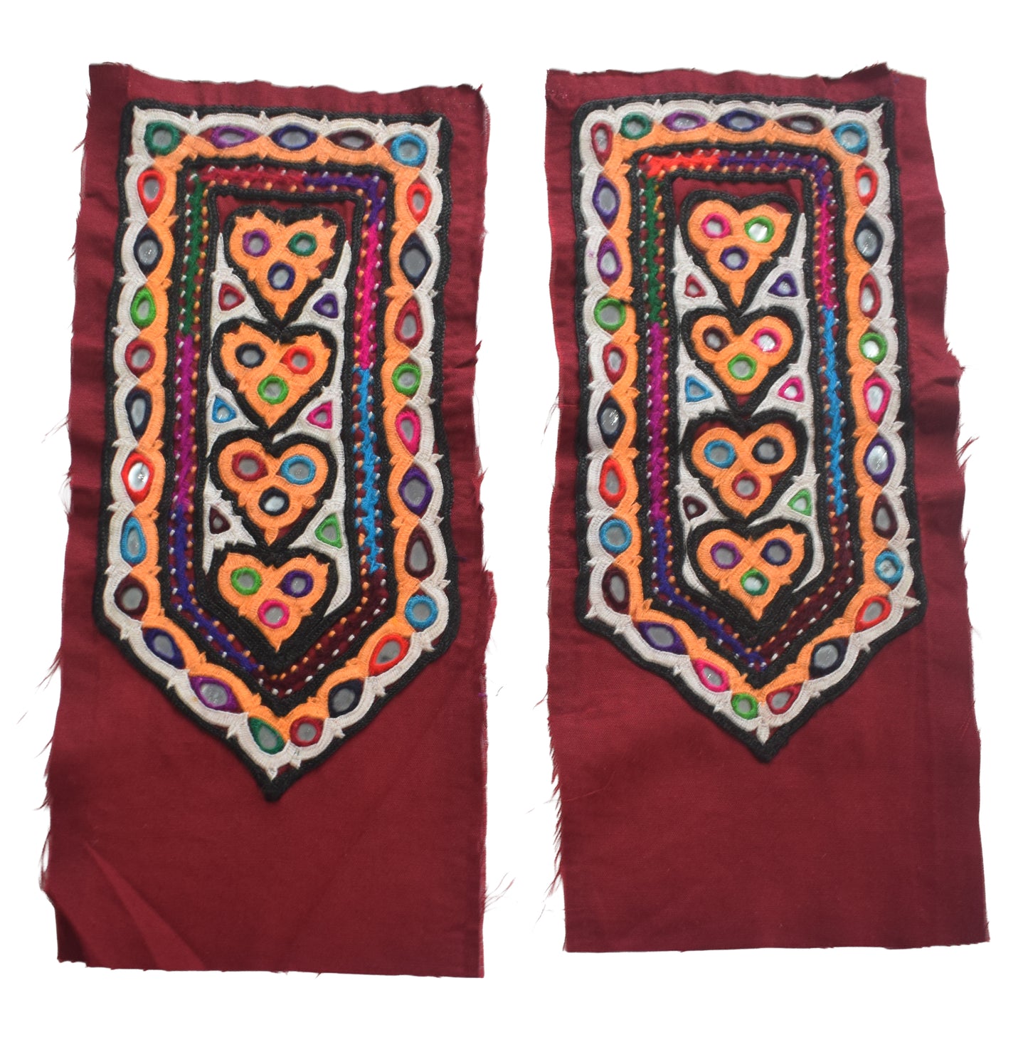 Ahir Work Silk Hand Embroidered Mirror Work Handwork Patch - 24 cms Length - SKU : VA19901I