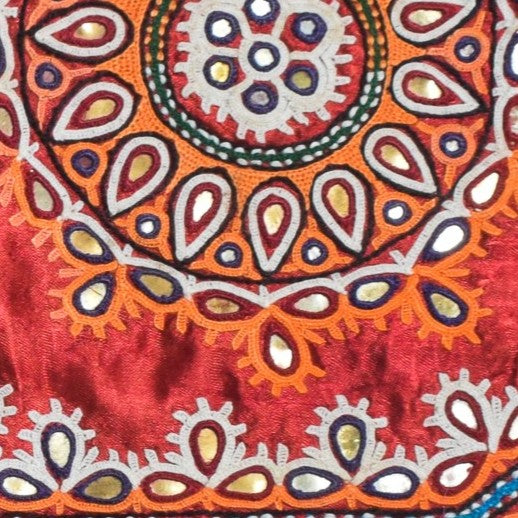 Ahir Work Silk Hand Embroidered Mirror Work Handwork Patch - 24 cms Length - SKU : VA19901A