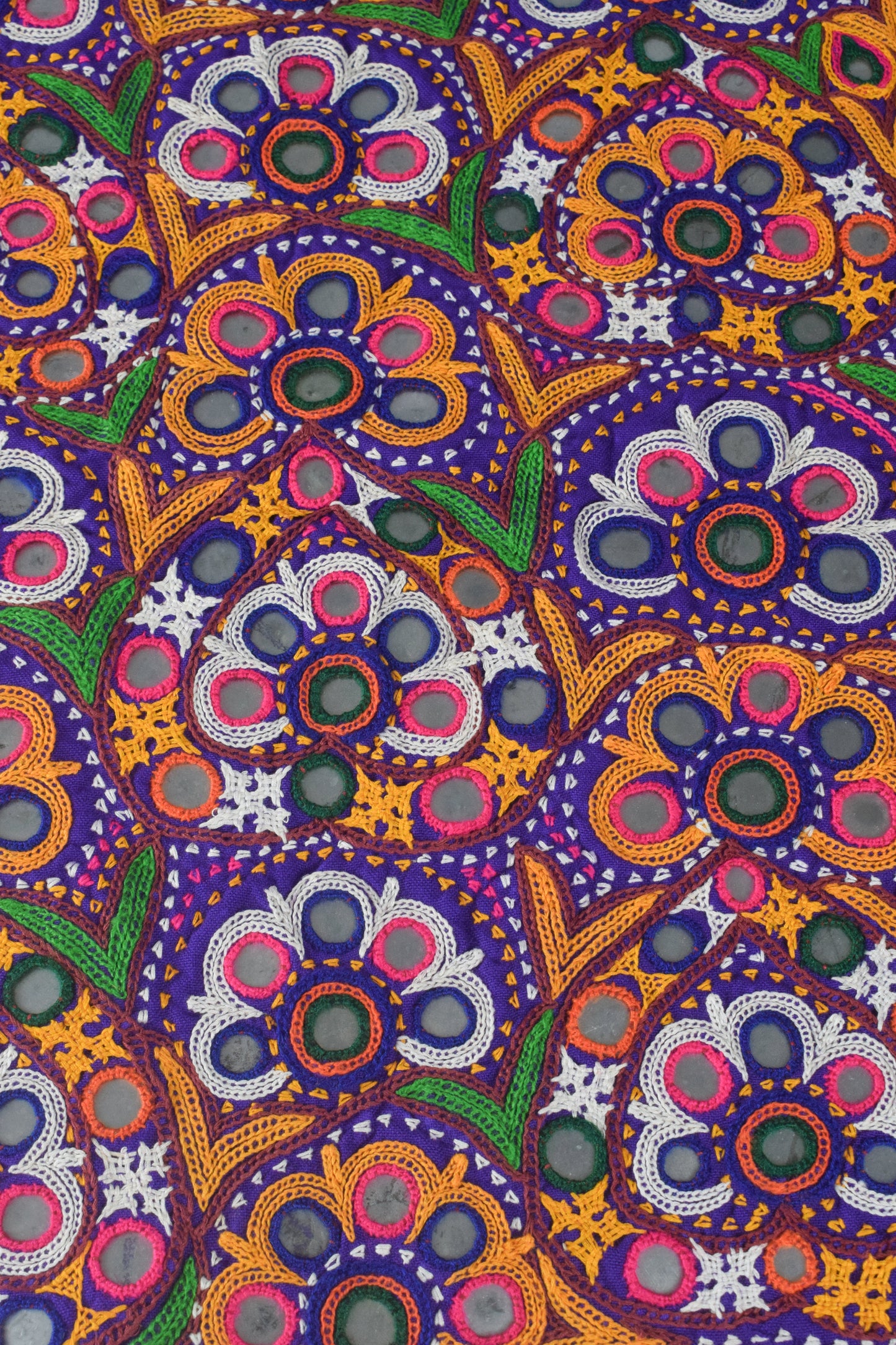 Ahir Work Cotton Hand Embroidered Mirror Work Handwork Patch - 40 cms Length - SKU : VS01A01A