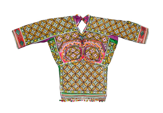 Ahir Work Cotton Small Mirror Work Hand Embroidery Kajari - 50 cms Length - SKU : MD09901A