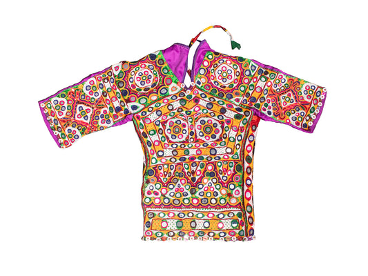 Ahir Work Cotton Hand Embroidered Fine Mirrorwork Kajari - 50 cms Length - SKU : MD18905A