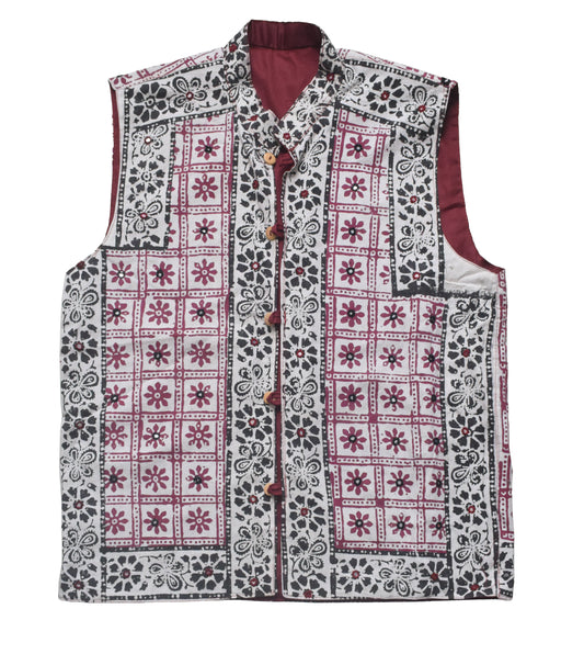 Bela Print Cotton Small Mirror Work Koti - 65 cms Length - SKU : KU22502B