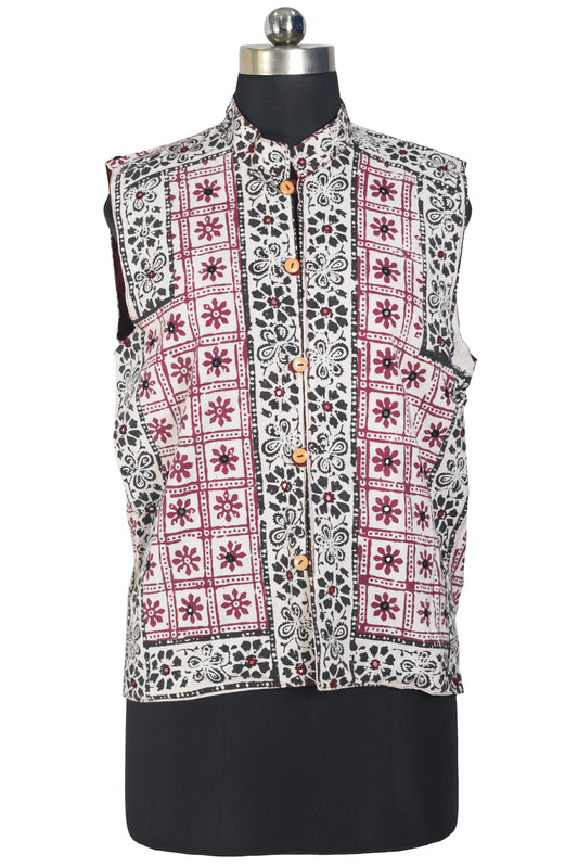 Bela Print Cotton Small Mirror Work Koti - 65 cms Length - SKU : KU22502B