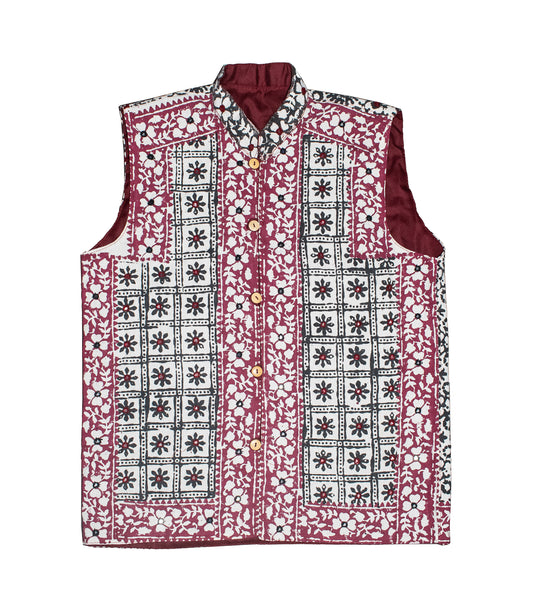 Bela Print Cotton Small Mirror Work Koti - 65 cms Length - SKU : RD03801B