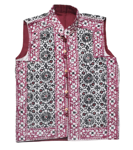 Bela Print Cotton Small Mirror Work Koti - 65 cms Length - SKU : KU22502A