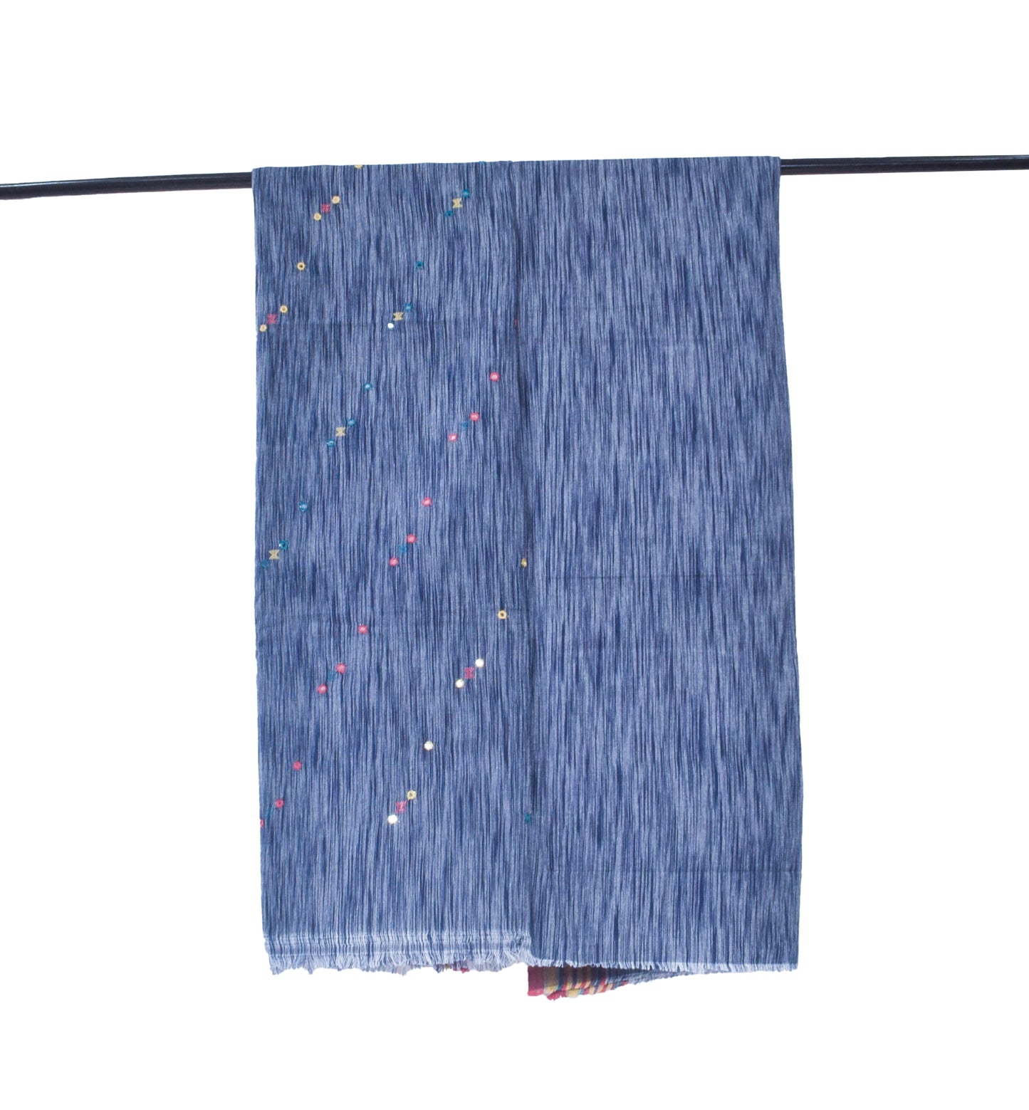 Weaving Design Fine Cotton Small Mirror Work Hand Embroidery Handloom Woven Kurta-Salwar ( Two Piece Set)   - 2.5  Mt Top    -  SKU : BM09A01C