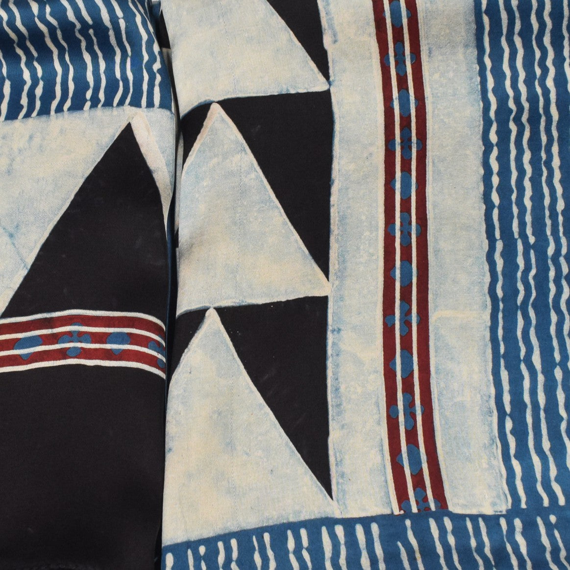 Ajrakh Modal Silk Natural Dye Three Colour Print | 3 Kam | Hand Block Print Kurta-Dupatta (Two Piece Set) with Full Ajrakh Heavy Dupatta with Tassels - 2.5 Mtr Length - SKU : AI10601F
