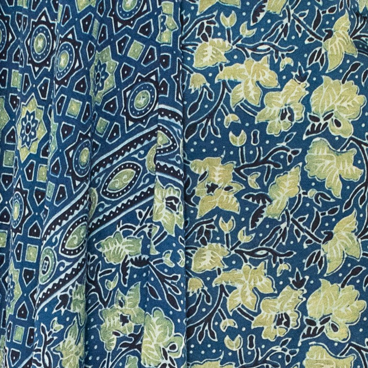 Ajrakh Modal Silk Natural Dye Hand Block Print Kurta-Dupatta (Two Piece Set) with Full Ajrakh Heavy Dupatta with Tassels - SKU : ID31701B