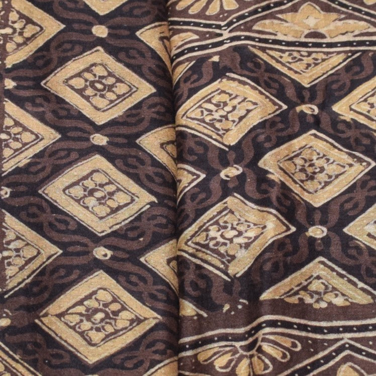 Ajrakh Chanderi Silk Natural Dye Hand Block Print Kurta-Dupatta (Two Piece Set) - 2.5 Mt Top - SKU : ID05A01J