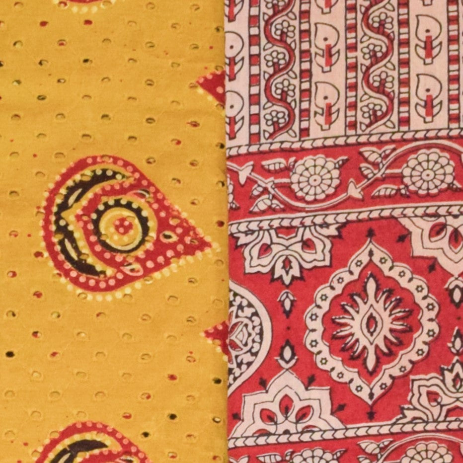 Ajrakh Cotton Natural Dye Hakoba Design Hand Block Print Kurta-Dupatta (Two Piece Set)  - 2.5 Mt Top    -  SKU : EK12401A