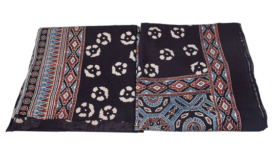 Ajrakh Cotton Natural Dye Hand Block Print Kurta-Dupatta (Two Piece Set) with Full Ajrakh Heavy Dupatta - 2.5 Mt Top - SKU : RM10302C