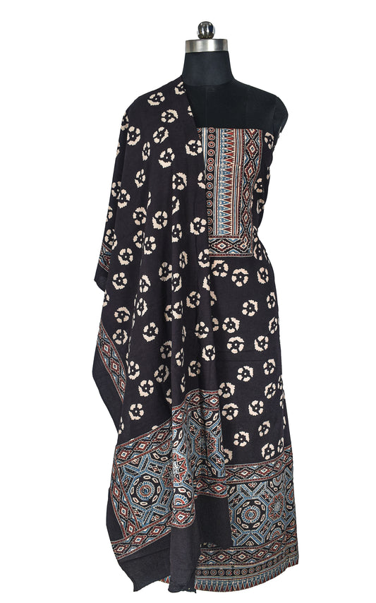 Ajrakh Cotton Natural Dye Hand Block Print Kurta-Dupatta (Two Piece Set) with Full Ajrakh Heavy Dupatta - 2.5 Mt Top - SKU : RM10302C