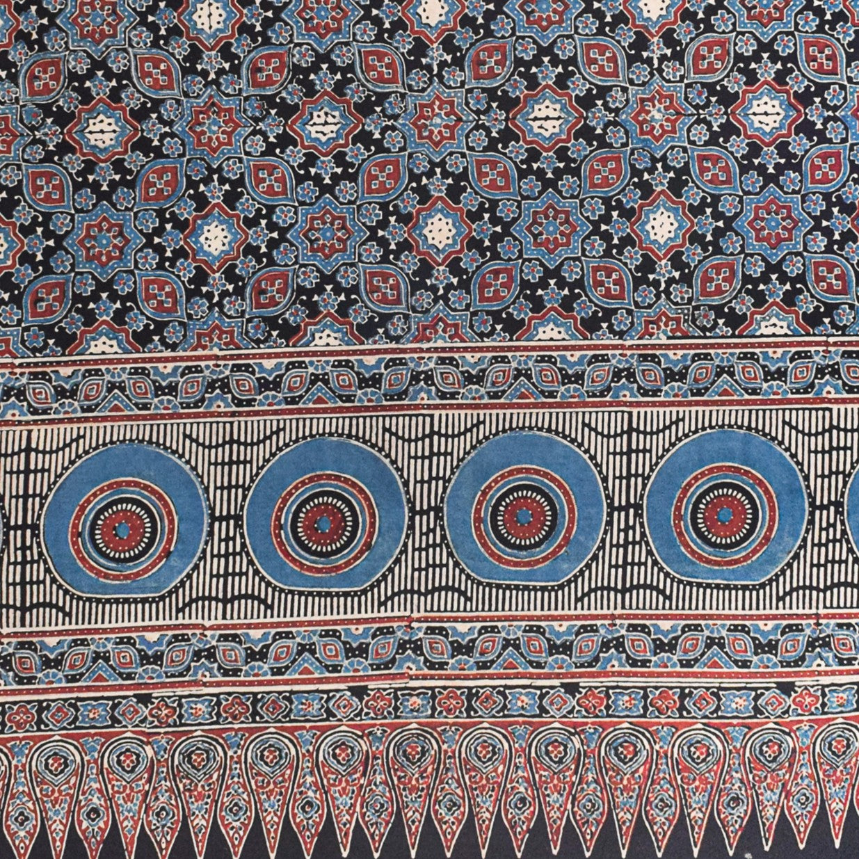 Ajrakh Cotton Natural Dye Hand Block Print Kurta-Dupatta (Two Piece Set) with Full Ajrakh Heavy Dupatta - 2.5 Mt Top - SKU : RM10302G