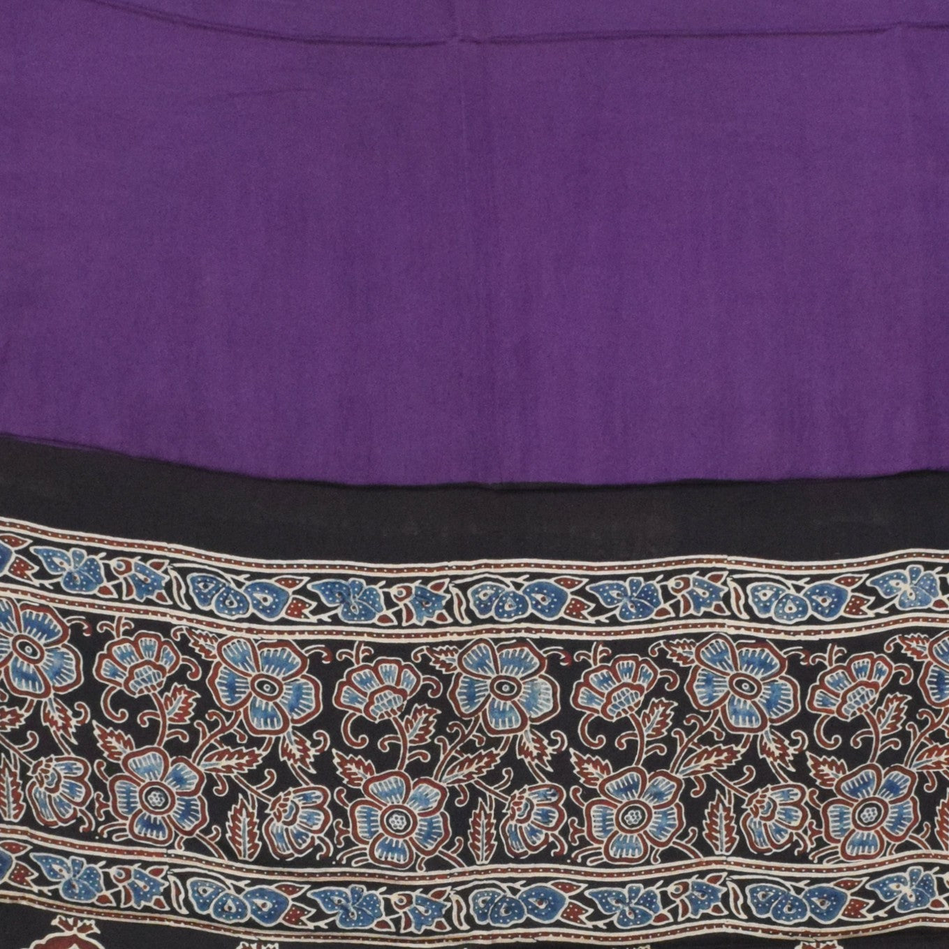 Ajrakh Modal Silk Part Natural Dye Plain Dyeing Ajrakh Border Dupatta Hand Block Print Kurta-Dupatta (Two Piece Set) with Tassels - 2.5 Mt Top - SKU : AI27801J