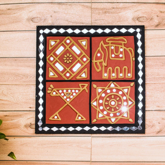 Lippan Kam (Mud Mirrorwork) - Hand Crafted Ethnic Wall Decor - SKU : 0324