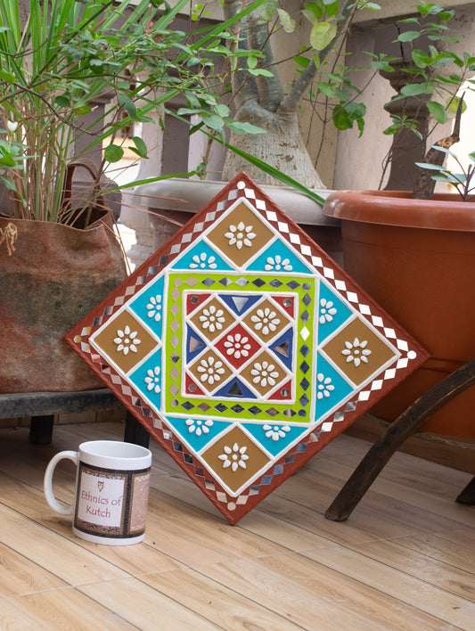 Lippan Kam (Mud Mirrorwork) - Hand Crafted Ethnic Wall Decor - SKU : 0355