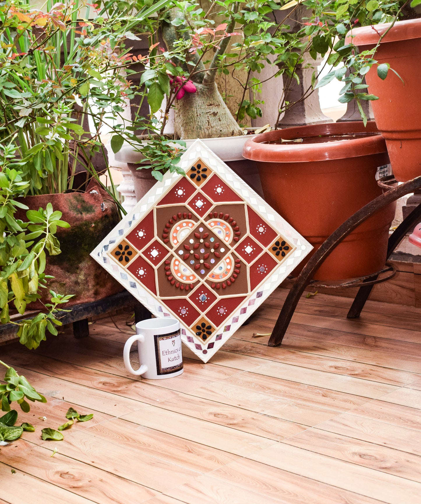 Lippan Kam (Mud Mirrorwork) - Hand Crafted Ethnic Wall Decor - SKU : 0319