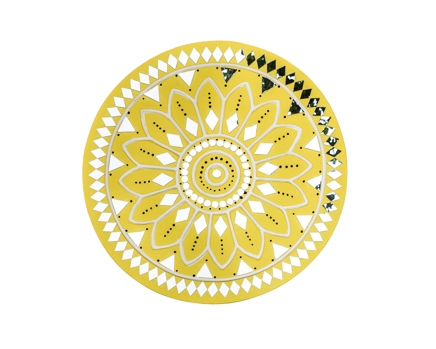 Round 12 Inch Traditional Kutch Handicraft Mud Mirror Art Lippan Kam - Traditional    -  SKU: 0252