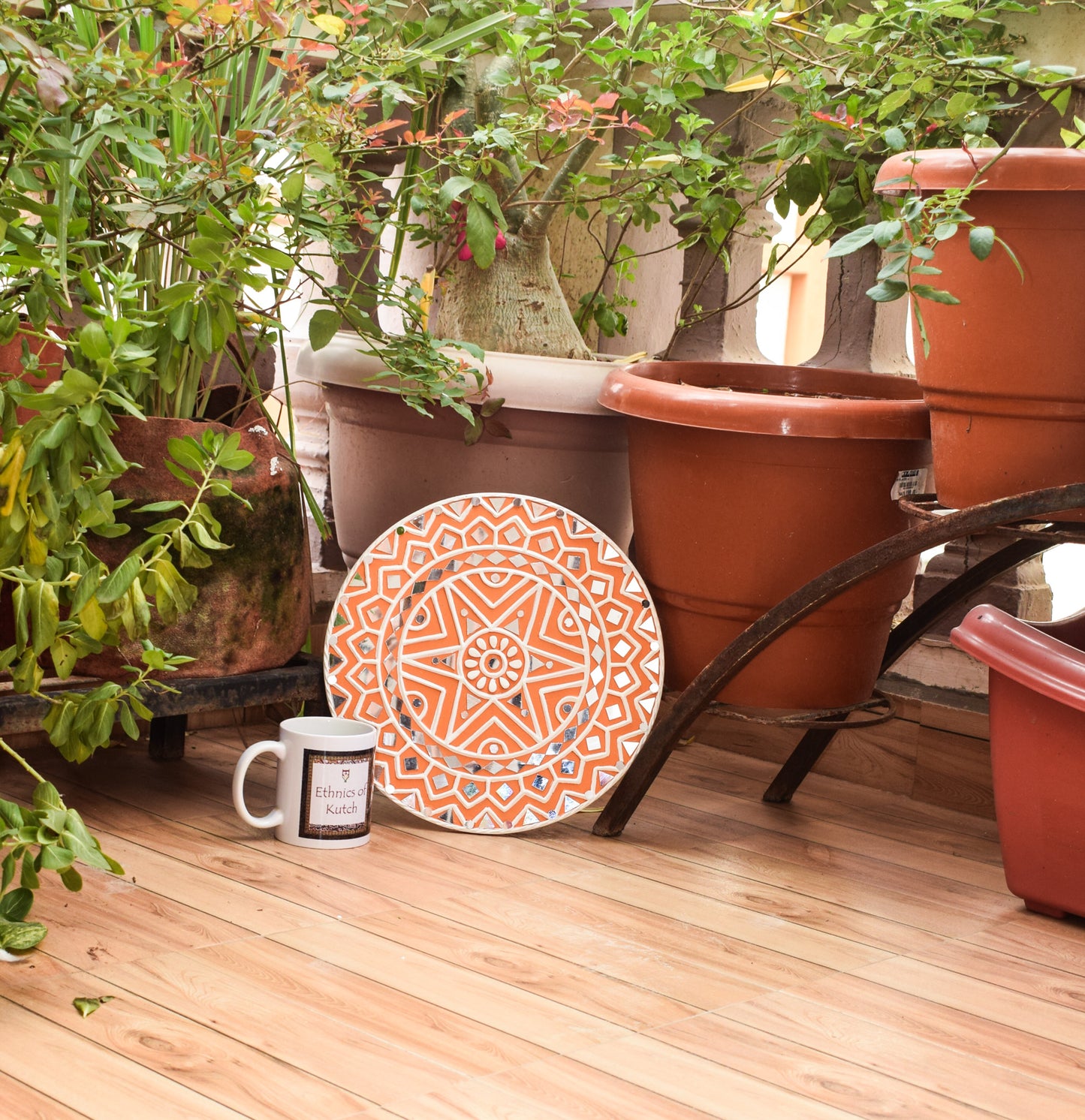 Lippan Kam (Mud Mirrorwork) - Hand Crafted Ethnic Wall Decor - SKU : 0326