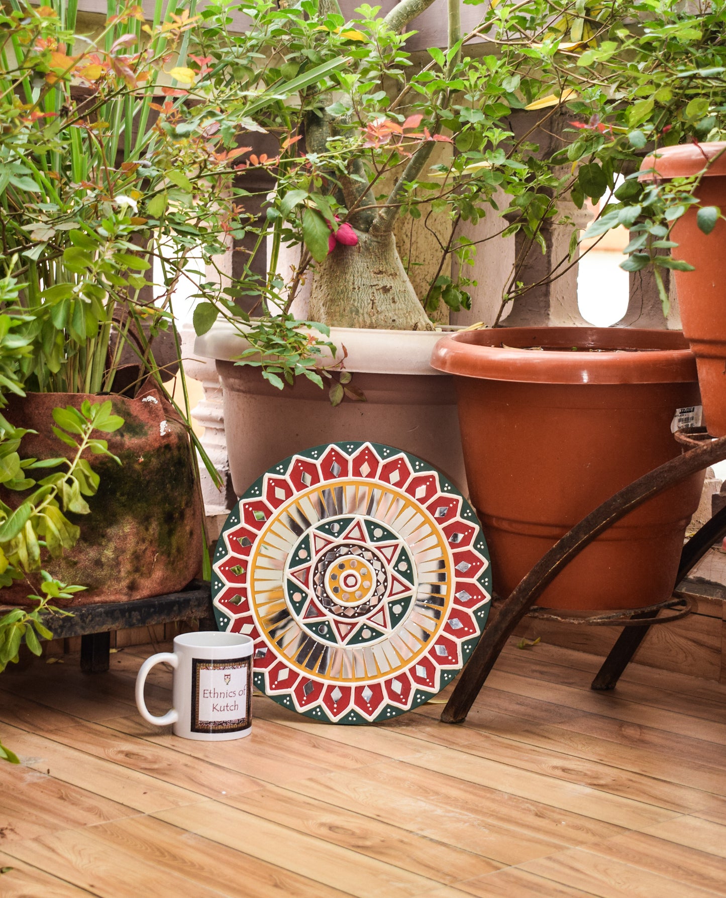 Lippan Kam (Mud Mirrorwork) - Hand Crafted Ethnic Wall Decor - SKU : 0337