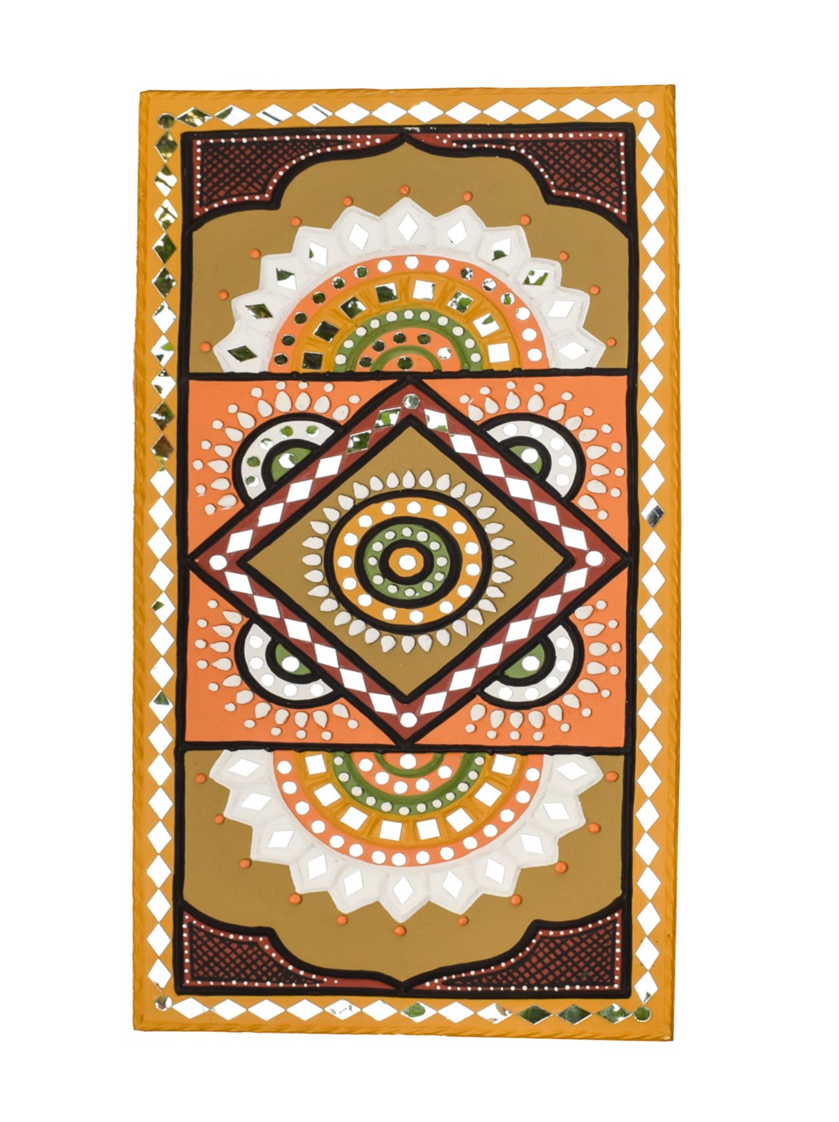 24 Inch 12 Inch Traditional Kutch Handicraft Mud Mirror Art Lippan Kam - Traditional    -  SKU: 0409