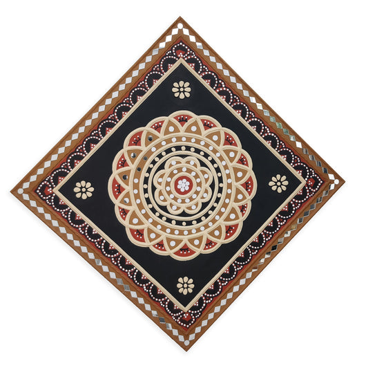 Lippan Kam (Mud Mirrorwork) - Hand Crafted Ethnic Wall Decor - SKU : 0360