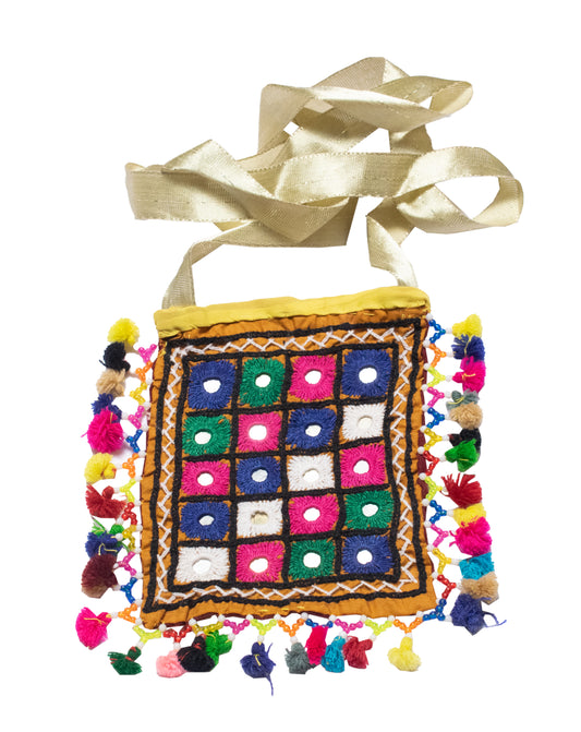 Simple Mirror Work Cotton Mobile Cover - SKU: AH30406B