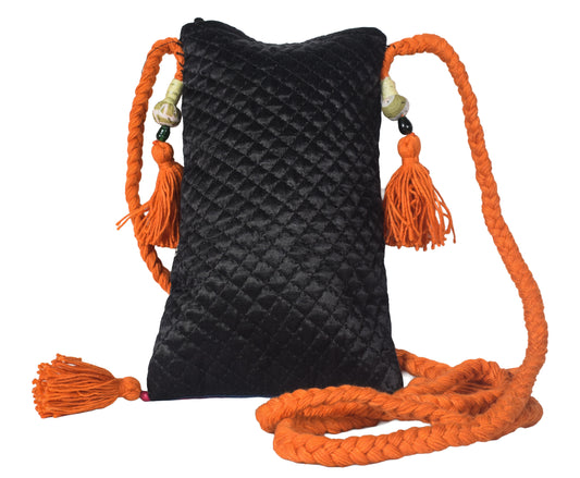 Ajrakh Mashru Silk Screen Print Hand Printed Mobile Cover - 19 cms Height x - SKU : AB23201C