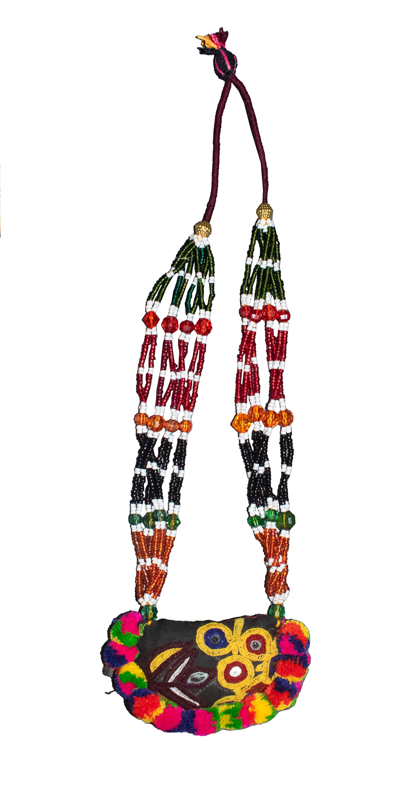 Ahir Work Moti Hand Embroidered Mirror Work Neck Lace - 45 cms Length - SKU : MD18907A