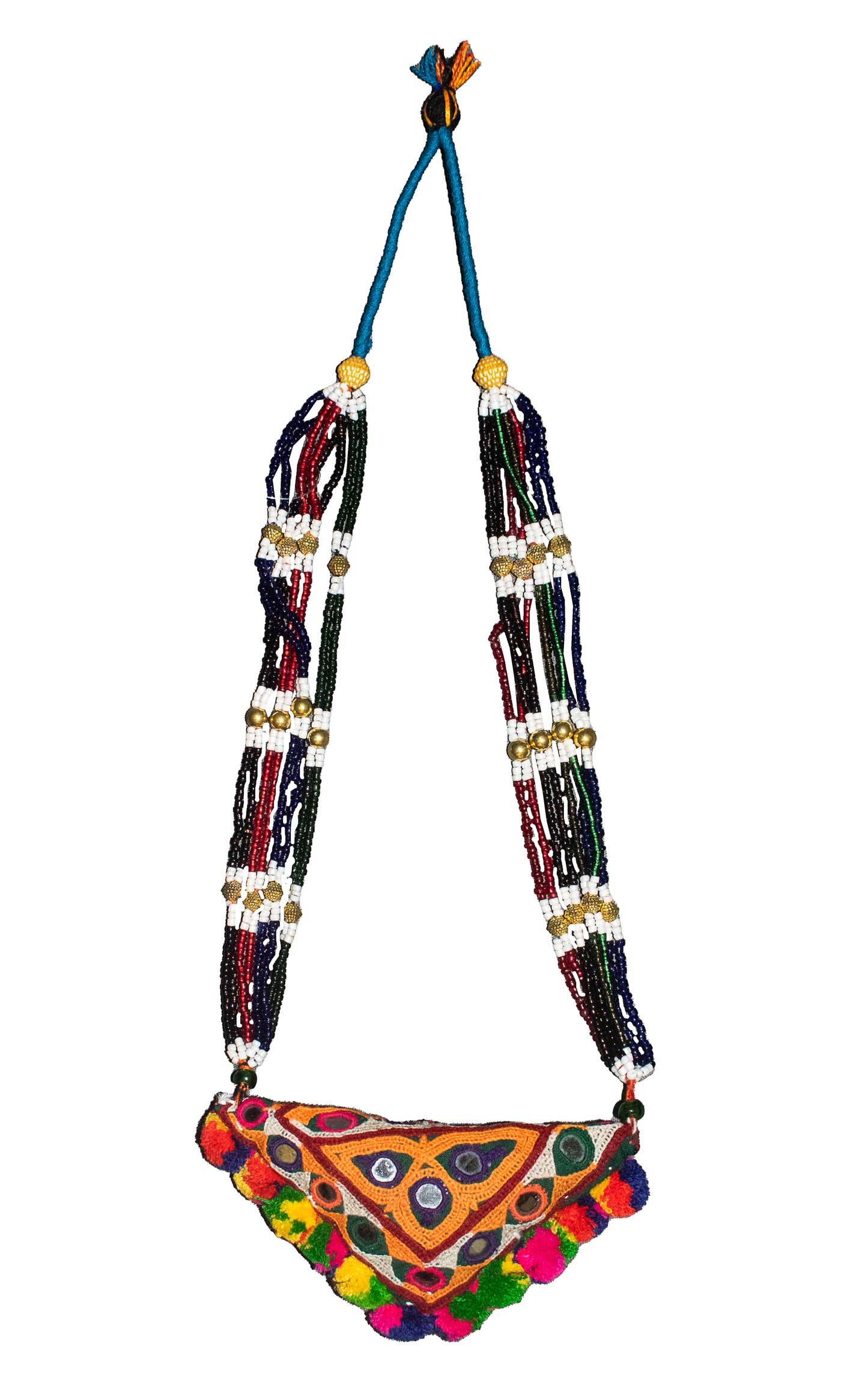 Ahir Work Moti Hand Embroidered Mirror Work Neck Lace - 45 cms Length - SKU : MD18907C