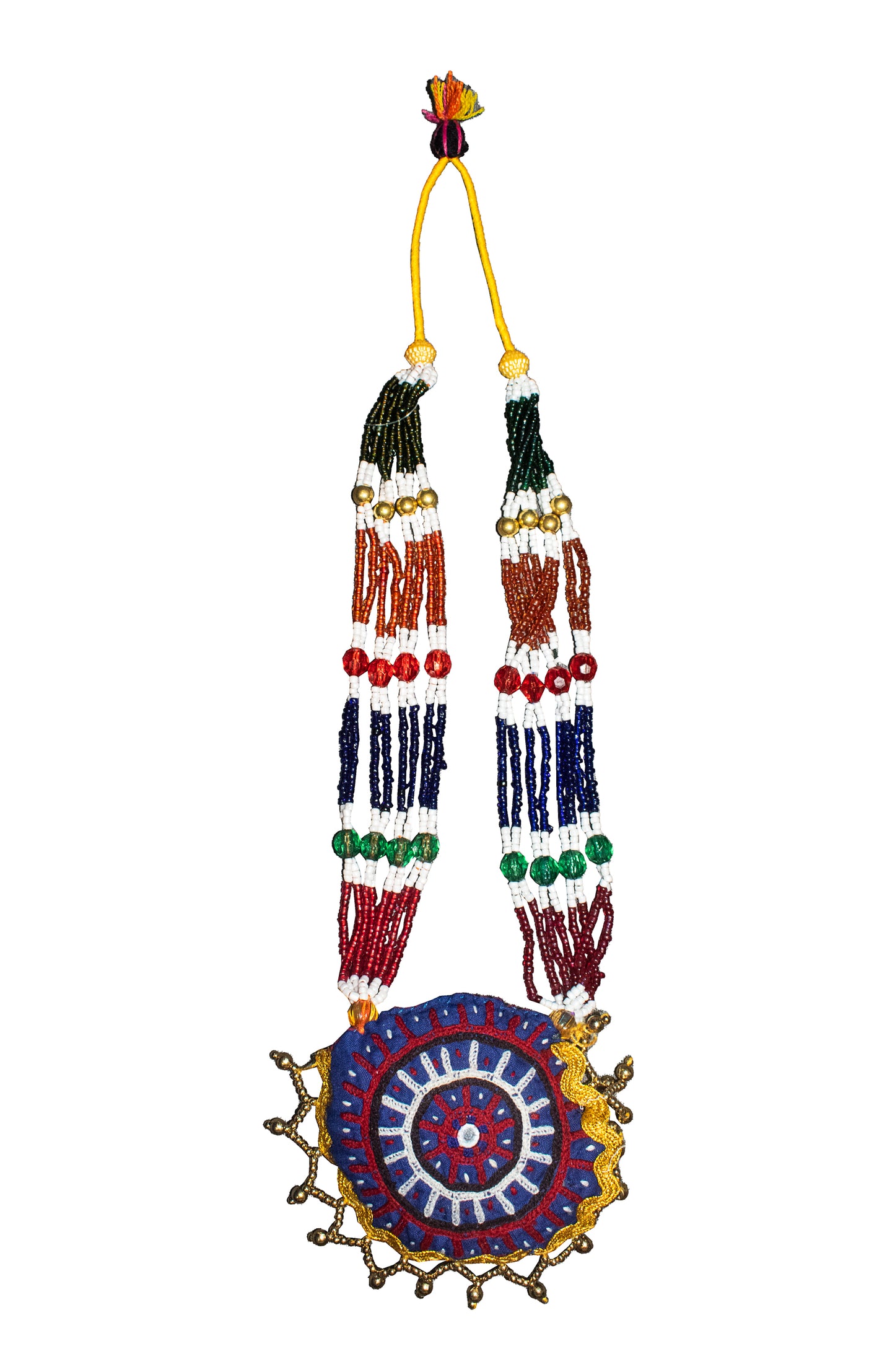 Ahir Work Moti Hand Embroidered Mirror Work Neck Lace - 45 cms Length - SKU : MD18907G