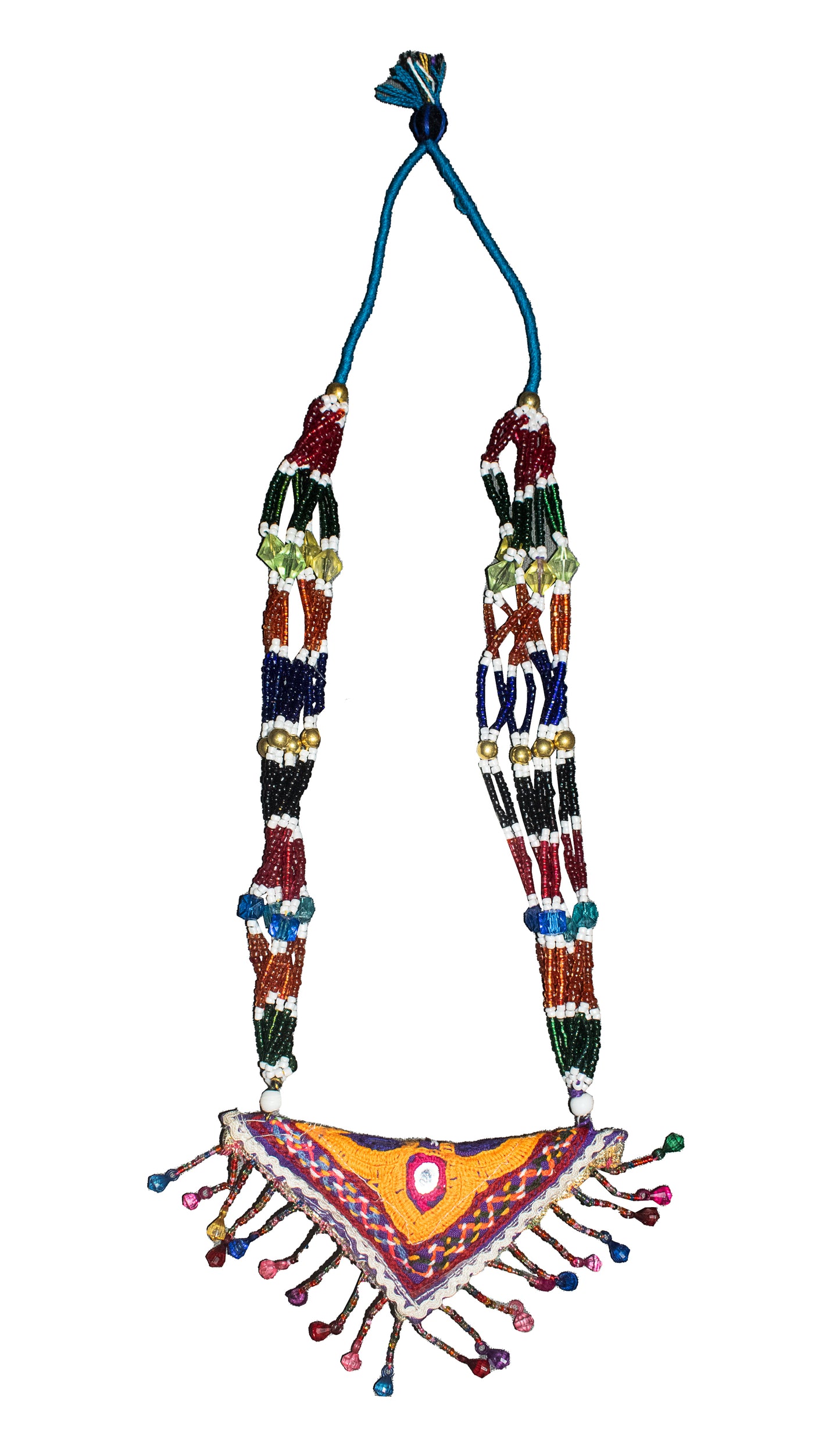 Ahir Work Moti Hand Embroidered Mirror Work Neck Lace - 45 cms Length - SKU : MD18907J