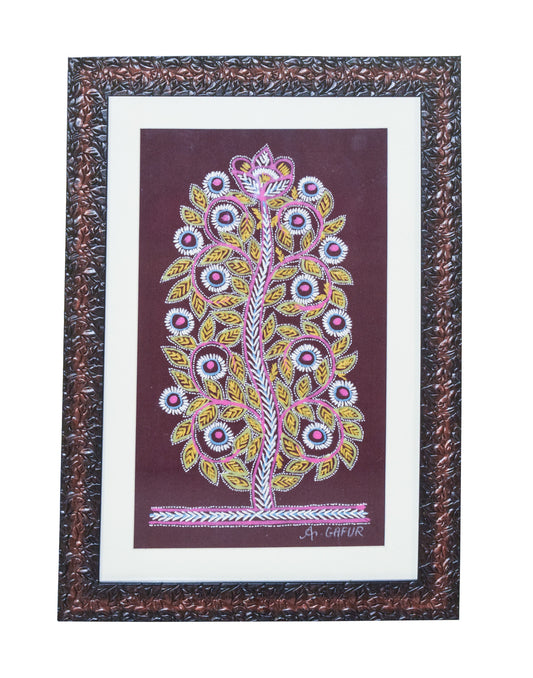 Rogan Painting Cotton Painting With Frame - 12 Inch Length - SKU : AG02A01A