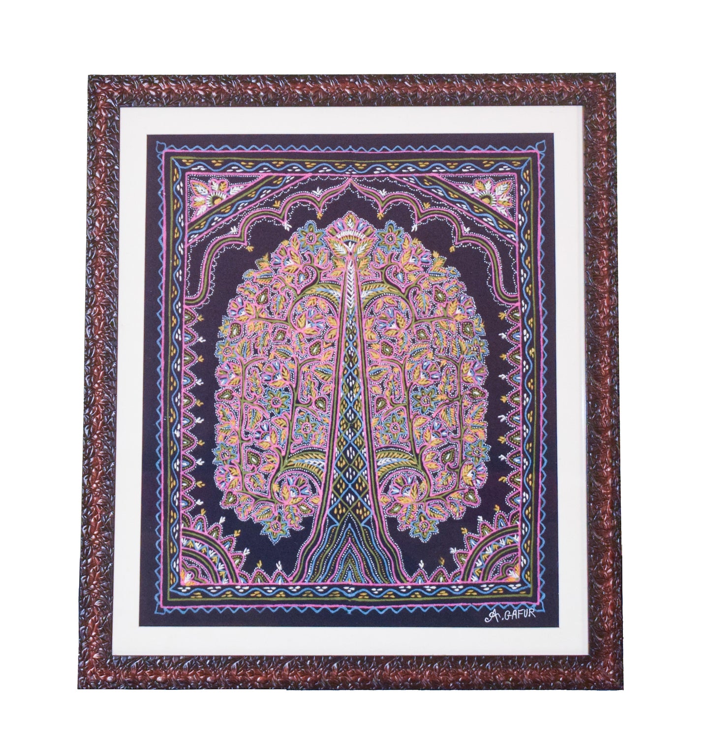 Rogan Painting Cotton Painting  With Frame  - 17 Inch Length    -  SKU : AG02A03A