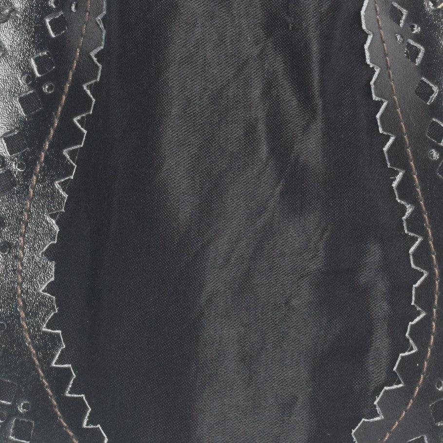 Leather Craft Punch Work Mashru Silk Leathercraft Hand Made Plain Dyeing Potli - 24 cms Length - SKU : AB08703B