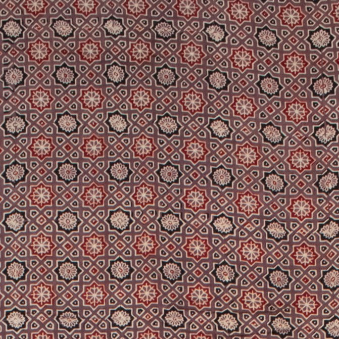 Ajrakh Modal Silk Natural Dye Hand Block Print Saree with Blouse Piece - 5.5 Mtr Length - SKU : AI18801V