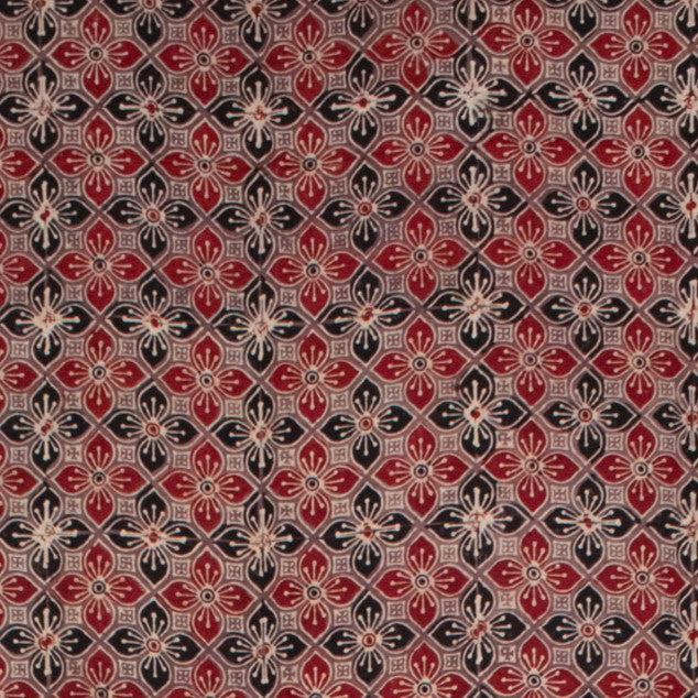 Ajrakh Modal Silk Natural Dye Hand Block Print Saree with Blouse Piece - 5.5 Mtr Length - SKU : AI1880AF