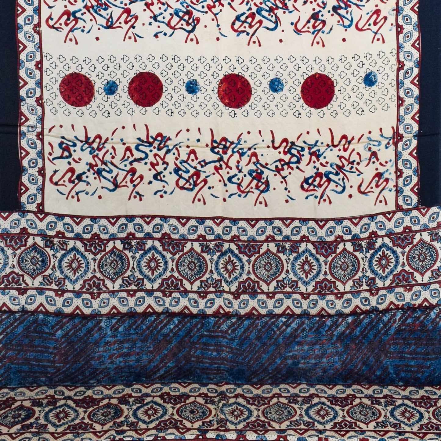 Ajrakh Modal Silk Natural Dye Hand Block Print Saree with Blouse Piece - 5.5 Mtr Length - SKU : AI27A01D