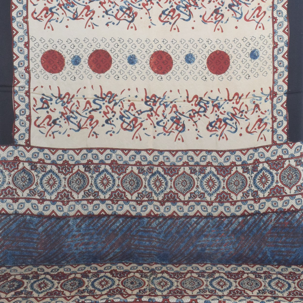 Ajrakh Modal Silk Natural Dye Hand Block Print Saree with Blouse Piece - 5.5 Mtr Length - SKU : AI27A01D