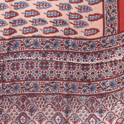 Ajrakh Modal Silk Natural Dye Hand Block Print Saree with Ajrakh Blouse Piece - 6 Mtr Length    -  SKU : ID02201H