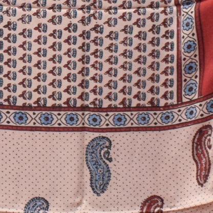 Ajrakh Modal Silk Natural Dye Hand Block Print Saree with Ajrakh Blouse Piece - 6 Mtr Length    -  SKU : ID02201W