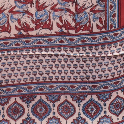 Ajrakh Modal Silk Natural Dye Hand Block Print Saree with Ajrakh Blouse Piece - 6 Mtr Length    -  SKU : ID0220AE